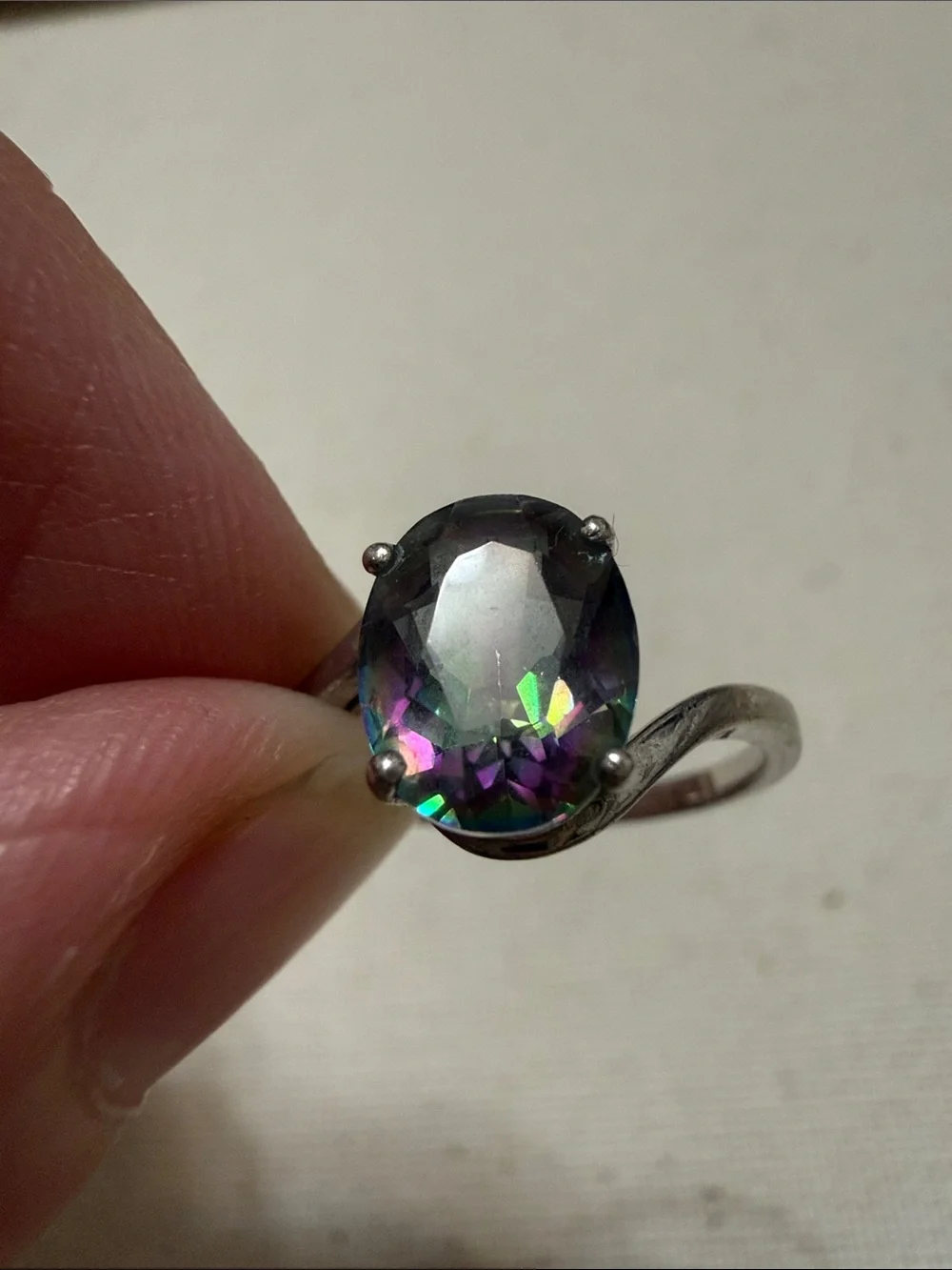 Sterling Silver 925 Mystic Topaz Oval Solitaire Ring in Iridescent size 6 - Picture 12 of 12